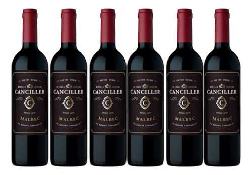 Botella De Vino Tinto Malbec 750ml Cadenas Canciller Pack X6