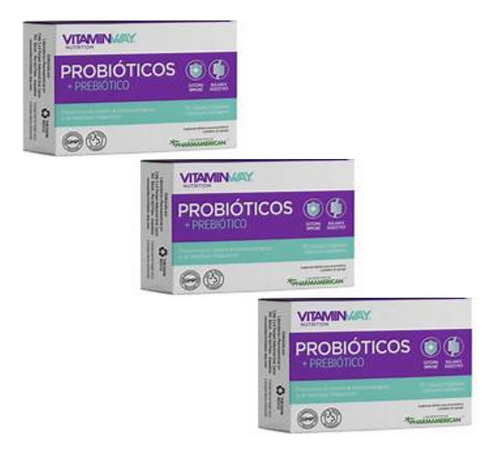 Pack X 3 - Probiótico + Prebiótico Vitamin Way 30 Capsulas Sin Sabor