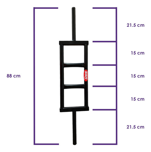 Barra Romana 87cm 1 Crossfit Triceps Pesas Gym + Seguros Color Negro