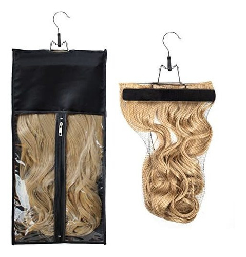 1 Pack Hair Extension Satin Storage Bag Con Hanger Hddqp