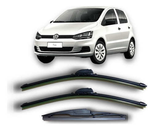 Kit 3 Escobillas Vw Fox 2012 2013 2014 2015 2016 2017 2018 +