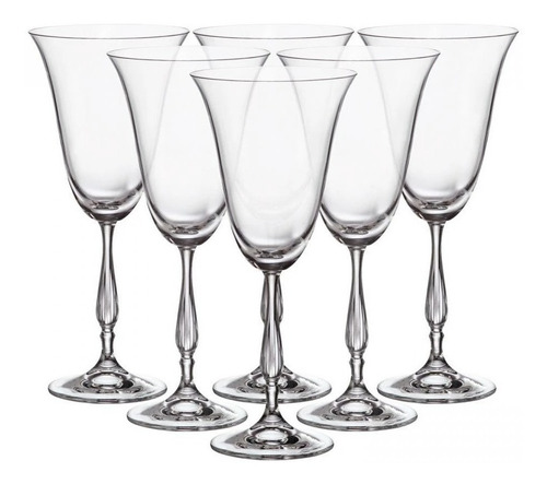 Imagen 2 de 4 de Copas Agua O Vino Cristal Bohemia Set X6 Fregata 350ml