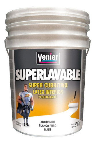 Látex Poliuretanico Interior Mate Superlavable 25kg. Venier