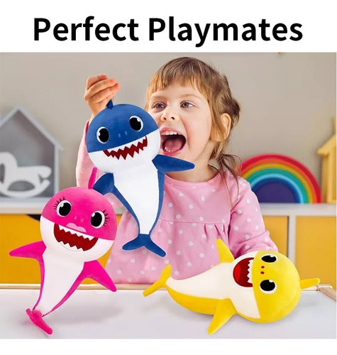 De Peluche Baby Shark 35cm Con Sonido Brillará 2024 Amarillo