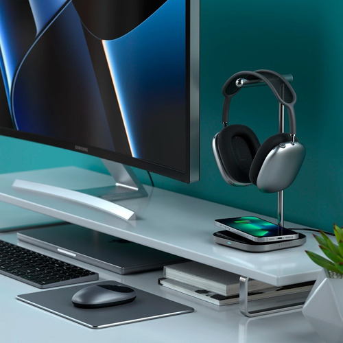 Imagen 8 de 10 de Soporte Para Auriculares Con Cargador Inalámbrico Satechi