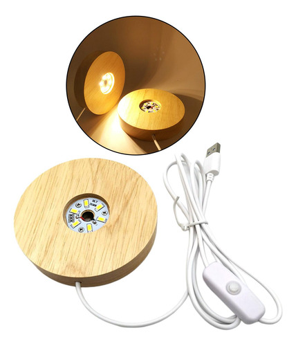 3 Lámpara De Con Base De Madera Led Con Puerto Luz