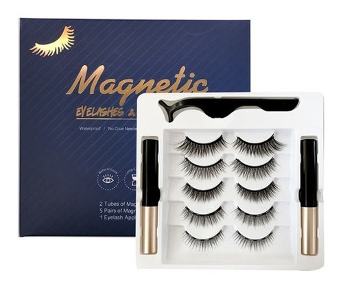 Pestañas Postizas Y Delineador De Ojos Magnético Natural 3d