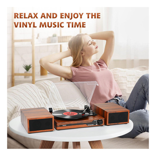 Tocadiscos De Vinilo Con Altavoces Y Plataforma Elegante