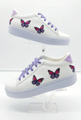 Tenis En Tendencia Para Niña Mujer Juvenil Mariposa Morada