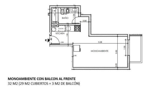 Imagen 5 de 5 de Monoambiente Con Balcon - Barrio Echesortu