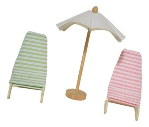 3x 1:12 A Escala Silla De Muñeca Playa Y Verde Rosado