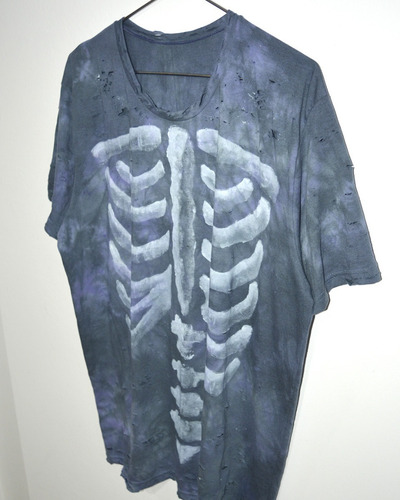 Imagen 3 de 6 de Remera Esqueleto Bones Grunge Roturas Desgastado Caustico B