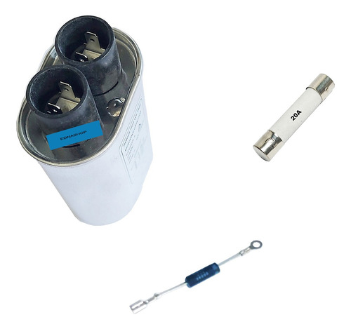 Kit Reparo Microondas Capacitor 0,87uf + Fusivel + Diodo