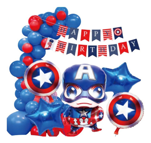 Set Kit Guirnalda Globos Cumpleaños Diseños Captain America