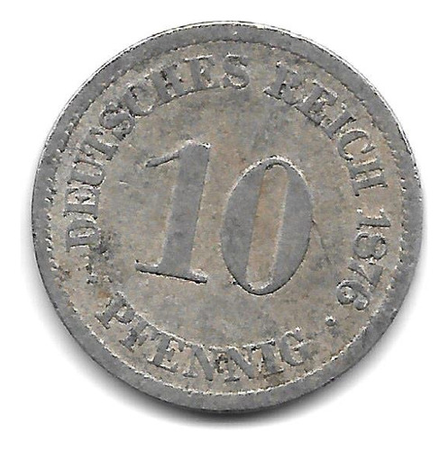 Alemania Imperio Moneda De 10 Pfennig Año 1876 J - Km 4 
