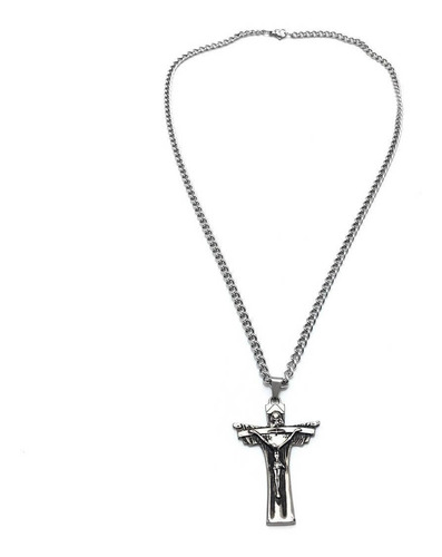 Colar Corrente Aço Inox Crucifixo Santíssima Trindade