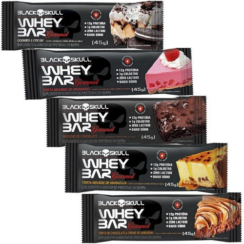 Barra De Proteína Whey Bar Zero Lactose Black Skull (10 Un)