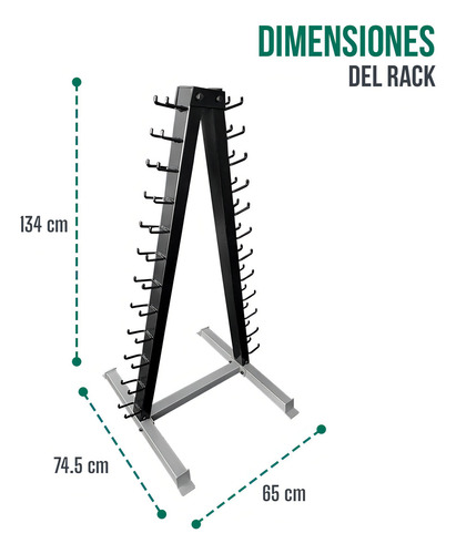 Set De Rack Con Mancuernas De Vinil 1-15lb Color Negr