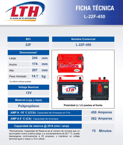 Batería Lth L22f-450 1 Año Garantia Sin Costo + 3 C/ajuste