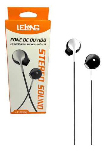 Fone De Ouvido Lelong Le-0222 3.5mm Com Microfone Cor Preto