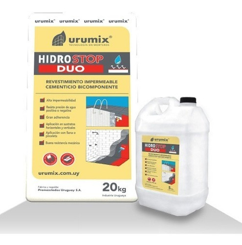 Urumix Hidro Stop Duo Seal Impermeable Sellador 20kg + 5lt 