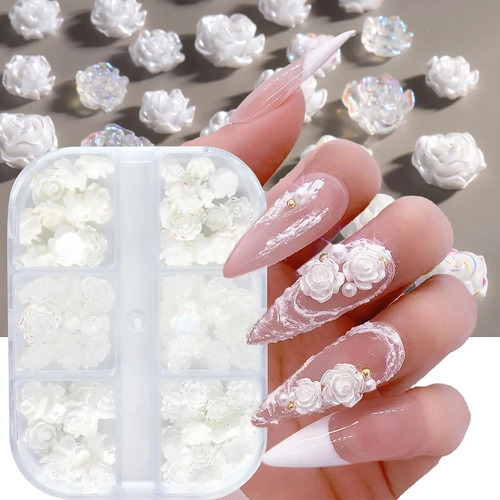Uñas Flores, Uñas De Camelia En 3d Para Uñas Acrílicas, Mani