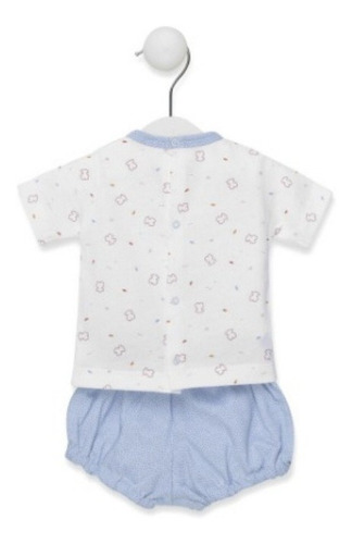 Baby Tous Conjunto Camiseta Y Short - Blanco Celeste