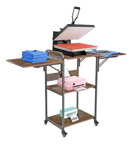 Mesa Y Carrito De Soporte Para Prensa De Calor Con Ruedas