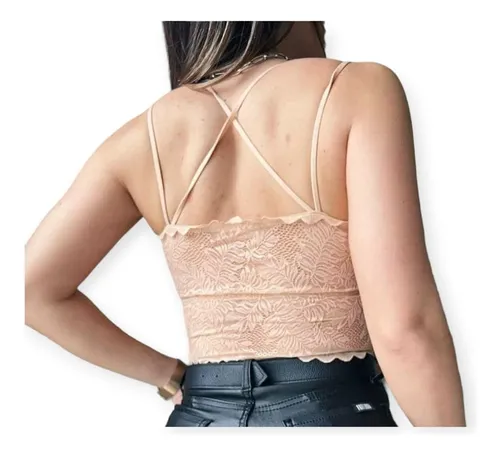Crop Top Encaje O Bralette Con Push Up Bretel Elastizados
