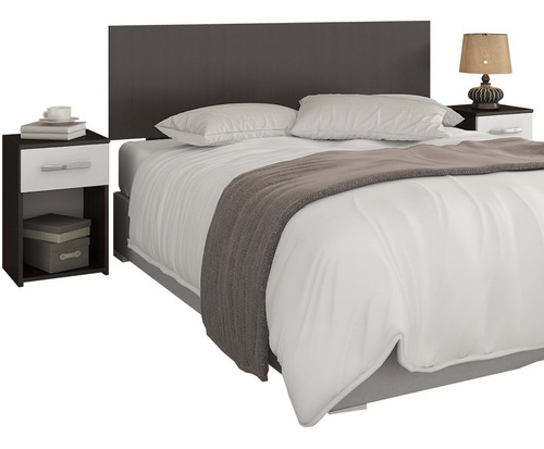 Respaldo Cama Con Mesa De Luz Sommier Cabecera 2 Cajones