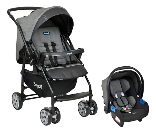 Carrinho Burigotto Rio K Travel System Mesclado Preto Com Bebe Co...