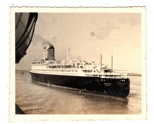 Fotografia Antiga Navio Ts Bremen No Porto De Santos Anos 50