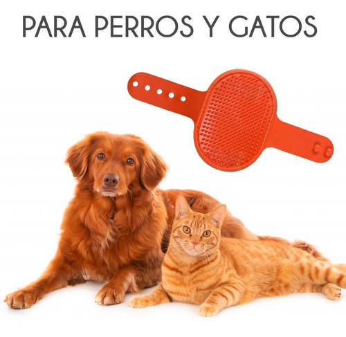 Guante Cepillo Removedor Quita Pelos Masaje Baño De Mascotas Color Naranja