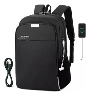 Mochila Anti Furto Notebook Saída Cabo Aux Usb E Fone Ouvido