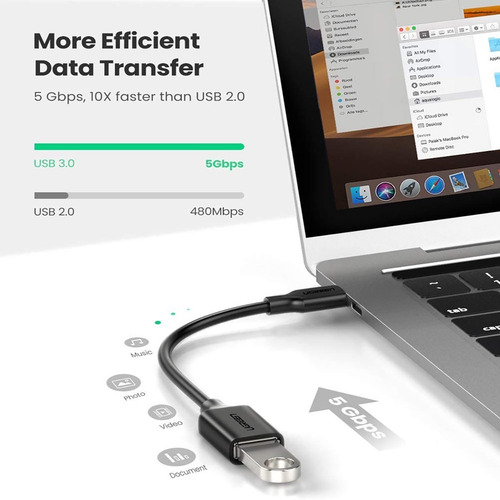 Imagen 6 de 6 de Cable Convertidor Tipo C A Usb 3.0 Ugreen Adaptador Otg 20cm