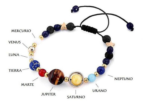 Imagen 2 de 9 de Pulsera Planetas Brazalete Ajustable Sistema Solar Universo