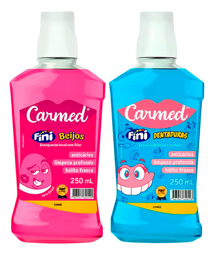 Kit 2 Enxaguante Bucal Fini Beijos Dentadura 250ml Carmed