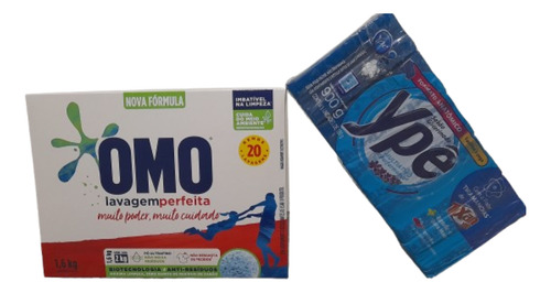 Kit Sabão Pó Omo 1,6kg + 5barras Sabão Ype Multiativo 900g