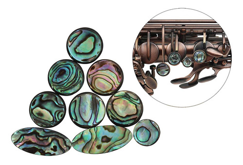 Imagem 1 de 6 de 9 Pcs Colorido Abalone Shell Botão Inlays Para Tenor/
