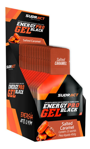 Energy Pro Gel Black 15 Sachês 30 G Sudract Caramelo Salgado