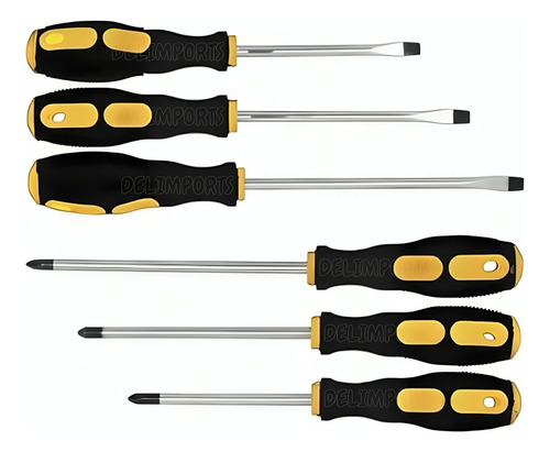 Kit Jogo De Chave De Fenda Phillips Com 6 Peças Imantadas