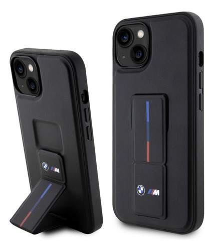 Protector Bmw Para iPhone 15 Leather Grip Negro 