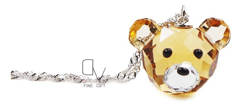 Fino Collar De Oso Cristal Swarovsky Oro Laminado 18k 