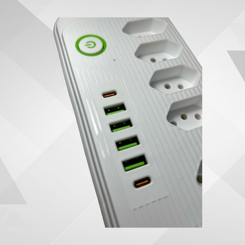 Extensão 5 Tomadas E 4 Usb 1 Pd Led Bivolt Power 110v/220v