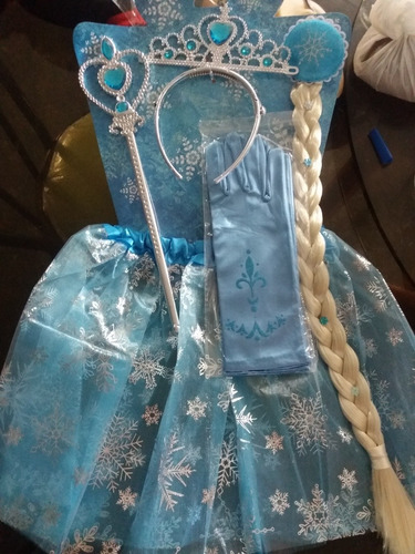 Disfraz Frozen Elsa Niña Halloween Corona Fiesta Varita Tut