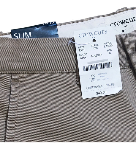 Pantalón Crewcuts De Gabardina Para Niño Talla 6 Slim