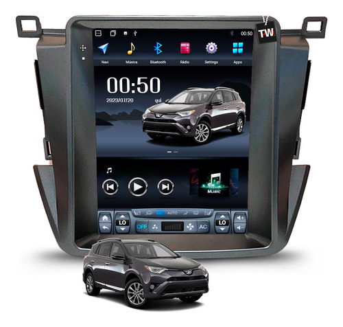 Kit Multimídia Tesla Rav4 2013 À 2019 Gps Rádio Carplay 4g