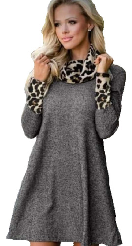 Vestido De Lanilla Con Animal Print