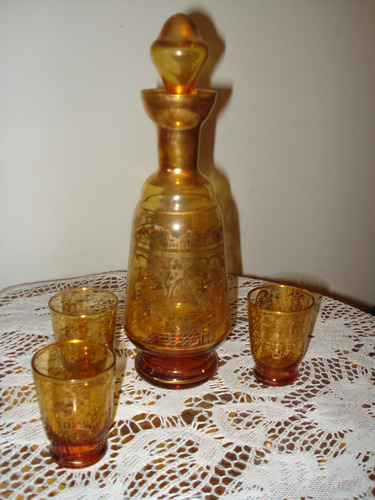 Botellón Cristal De Murano De Origen + 3 Copitas (no Envío)