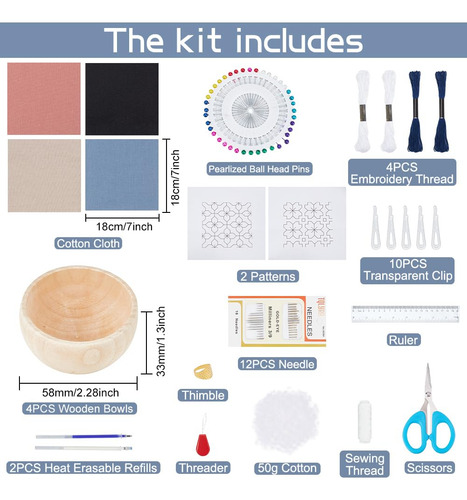 Kit De Costura Webeedy 4 Juegos Bordado Sashiko Madera Color De Los Hilos